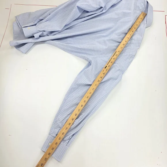 Quiet Luxury Valentino Roma Dress Shirt Men 17.5 Blue Check Italian - Picture 13 of 14